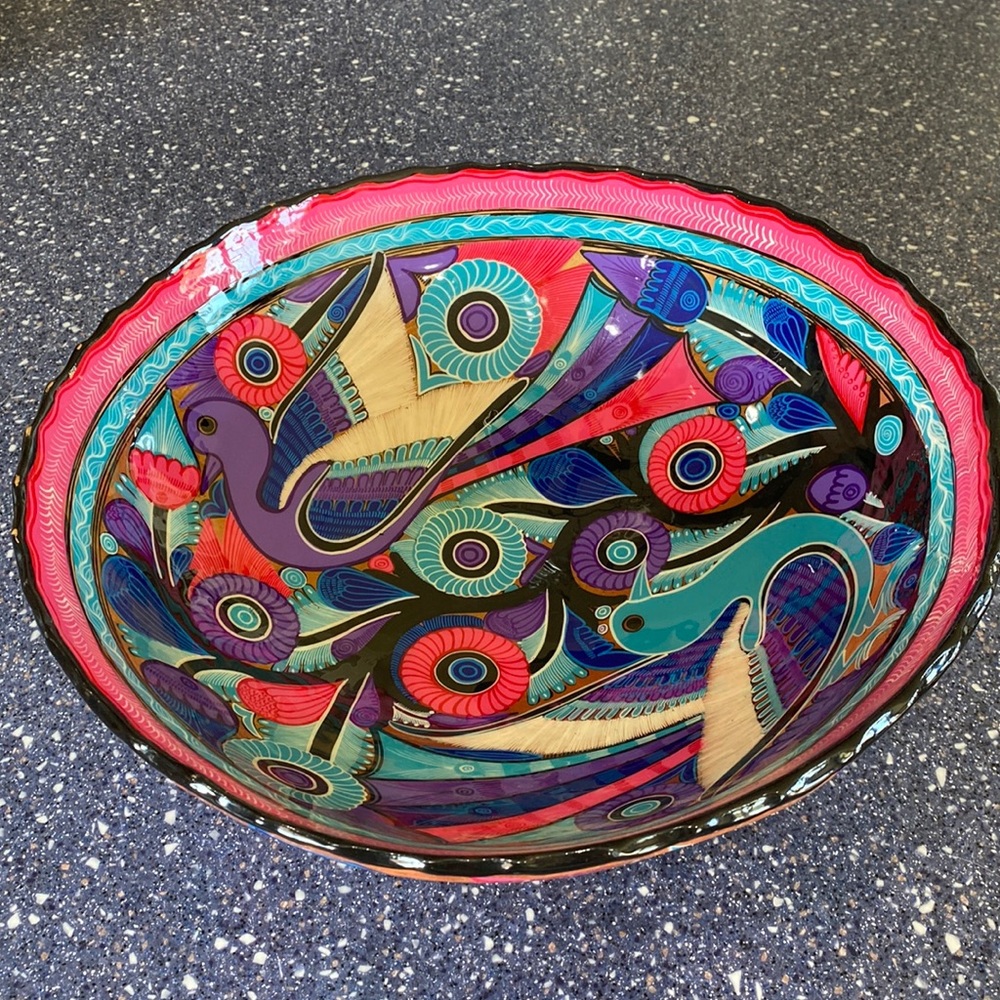 Beautiful colorful handmade bowl from Mexico. Pottery/clay